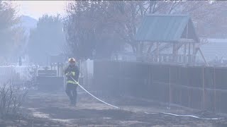 Fire crews securing containment lines of Leeds Fire burning in Southeast Boise [upl. by Bently182]