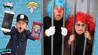 🚓 KID COP VS ROBBERS STEAL A MILLION SOUR CANDY Family Friendly COPS AND ROBBERS GAME FOR KIDS [upl. by Ehlke]