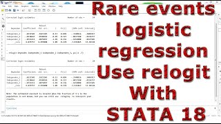 Rare events logistic regression Use relogit With STATA 18 [upl. by Enyawal]