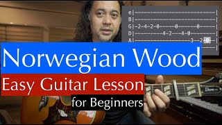 Norwegian Wood by The Beatles Guitar tutorial for beginners [upl. by Atelahs]