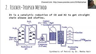 Fischer Tropsch and Bergius Process Synthesis of PetrolFuels and its analysisby Dr Rekha Nair [upl. by Acinelav68]