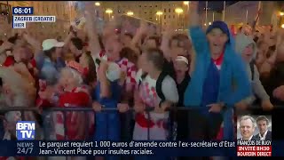 Les Croates en finale la liesse à Zagreb mais aussi dans l’hôtel des joueurs en Russie [upl. by Annanhoj924]