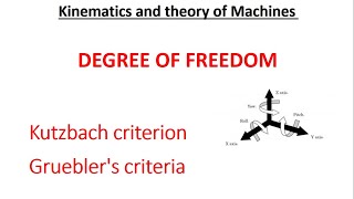 Degree of freedom  DOF  Kutzbach  Grubler  Kinematics Mechanical KOM [upl. by Aital]