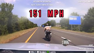 151 mph Pursuit Of Speeding Biker rear ends Motorist At 135 Mph [upl. by Nevaeh]