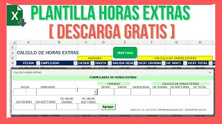 Plantilla para Calcular HORAS EXTRAS en Excel Descarga GRATIS planilla de excel para HORAS EXTRAS [upl. by Yvaht]