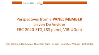 Jun 2022 – Lieven De Veylder ERC Starting grants Panel member 2020 call [upl. by Clayborn350]