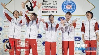 2019 Trampoline Worlds Tokyo JPN – Team Finals Highlights – We are Gymnastics [upl. by Remlap]