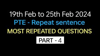 PTE  Speaking Repeat Sentence Part4 Feb  Exam Prediction  Repeat sentence practice pte [upl. by Stig]