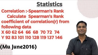 Correlation Spearmans Rank Example1 Calculate Spearmans Rank coefficient of correlationr [upl. by Aimit]