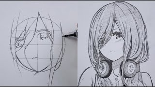 Draw Miku Nakano with me in easy way  ss art1 [upl. by Ynnahc]