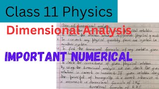 Physics 11  Important Numerical  Dimensional Analysis  rsvirtualclass6430 [upl. by Airotkciv]