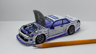 How to make a paper Nissan Silvia S14 [upl. by Rellia]