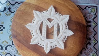 M Letter Nokshi Pitha Design  Khadija Cooking House [upl. by Reames]