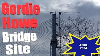 Gordie Howe Bridge Delray Park Scenic View April 2024 Update Spans Closing In Jefferson Ave [upl. by Annael]