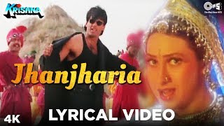 Jhanjharia Lyrical Video Male  Krishna  Suniel Shetty Karisma Kapoor  Abhijeet Bhattacharya [upl. by Ahab]