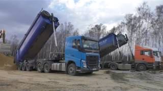 New Volvo FH4 with Grünwald tipper semitrailer unloading part 1 [upl. by Lanuk]