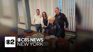 Volunteer EMS dispatcher from Long Island celebrates 100th birthday [upl. by Artined]