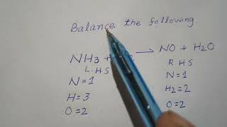 How to balance equation NH3O2 NOH2O  balancing chemical equation [upl. by Trini]