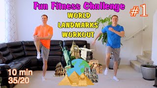 Fun Fitness Challenge  World landmarks workout  Family Friendly  Physical Education [upl. by Nabetse]