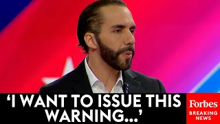 JUST IN El Salvador President Nayib Bukele Warns Of Dark Forces In AntiCrime Speech At CPAC [upl. by Kwang853]