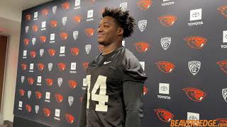 Oregon State ILB Melvin Jordan Previews Sun Bowl vs Notre Dame amp MORE [upl. by Aielam153]