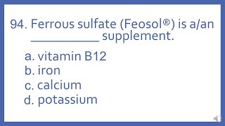 Top 200 Drugs Practice Test Question  Ferrous sulfate Feosol is aan  supplement [upl. by Mcdermott]