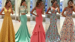 VESTIDOS largos de fiesta elegantes  ideas de invitada de boda madrina  Tendencias MODA 2019 [upl. by Bena161]