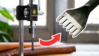 Using A Hand Press Machine to Punch Leather Stitching Holes [upl. by Truscott270]