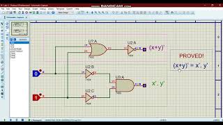 DE Morgans Law proof on Proteus [upl. by Yrahcaz]