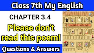 please dont read this poem english workshop  chapter 34 class 7 Question Answer pdf [upl. by Howenstein842]