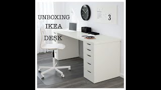 UNBOXING AND ASSEMBLING IKEA LINNMONALEX DESK [upl. by Glarum]