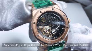 Audemars Piguet Royal Oak Double Balance Wheel Openwork Pink Gold Mens Watch 15407OROO1220OR01 [upl. by Arno]