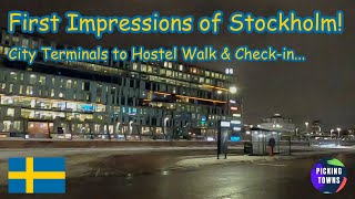 Ep 03  First Impressions of Stockholm  Walk from City Terminals to Hostel and Checkin  Sweden [upl. by Adriano]