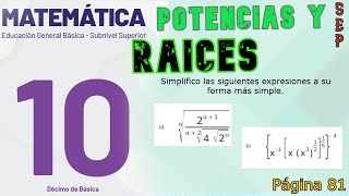 Potenciación y Radicación  Nuevo Texto Décimo [upl. by Ahsetra720]