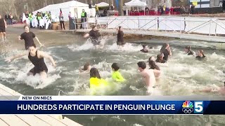 Hundreds brave the frigid temps of Lake Champlain for the 29th annual Penguin Plunge [upl. by Llewsor23]