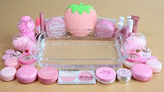 Special Mega Pink MixingMega PinkEyeshadowMakeup and glitter Into Clear Slime [upl. by Christel660]