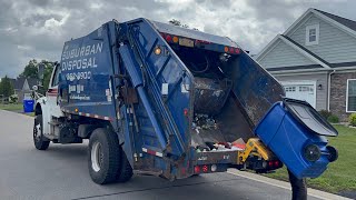 Suburban Disposal Freightliner New Way Rear Loader Garbage Truck Packing Manual Recycling [upl. by Attelrak]