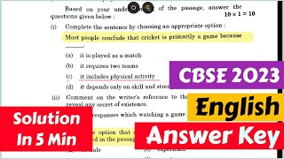 Cbse English Class 12 Answer Key Solution And English Paper Analysis [upl. by Buffy321]