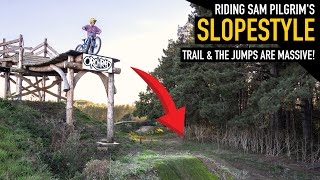 RIDING SAM PILGRIMS SLOPESTYLE LINE amp THE JUMPS ARE MASSIVE [upl. by Eimak]