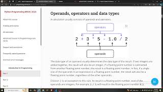 Python Programming Mooc 2023 Part 1 Arithmetic Operations 1 [upl. by Eseret]