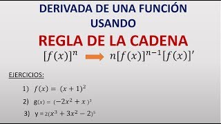 REGLA DE LA CADENA  DERIVADA DE UNA FUNCIÓN COMPUESTA [upl. by Annaohj174]