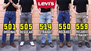 COMPLETE Guide To Levis Straight Fit Jeans  501 505 514 550 559 Comparison  Review [upl. by Ahsenek]