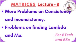 Important Problems on Consistency and inconsistency  Matrices [upl. by Naoma]