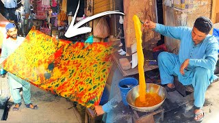 An experienced man dyes ordinary clothes and turns them into a masterpiece  fabric dyeing process [upl. by Aikrehs]