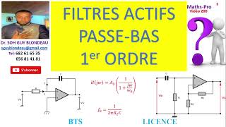 Filtre actif passebas 1er ordre  diagramme de Bode fréquence de coupure cours exercice corrigé [upl. by Irene]