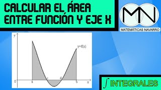 ÁREA ENTRE FUNCIÓN Y EJE X abscisas MEDIANTE INTEGRALES  ejercicio resuelto  BACHILLERATO [upl. by Idnib]