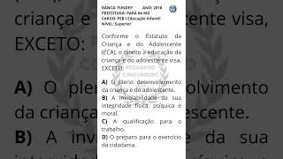 1 Banca FUNDEP  ECA  QUESTÃO c GABARITO  Concurso Munhaçu  MG 2024  área Educação [upl. by Solrak]