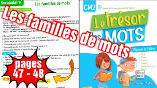 Les familles de mots  page 4748   le trésor des mots CM2 [upl. by Ennazus]