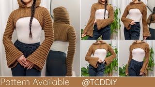 How to Crochet a Hooded Shrug  Pattern amp Tutorial DIY [upl. by Kenton]