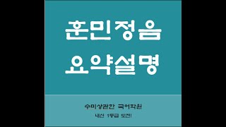 세종어제훈민정음 요약설명동국정운식한자음표기 모음조화 원순모음화8종성법 등 [upl. by Annovahs]